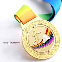 Médaille générale personnalisé bronze argent/or, plateau de badminton, de champion de basket-ball, jeu scolaire