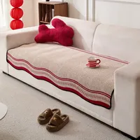 Housse de canapé imprimée en chenille irrégulière, anti-griffures, durable, lavable, pour fauteuil et siège trois places, motif rayé pour la maison