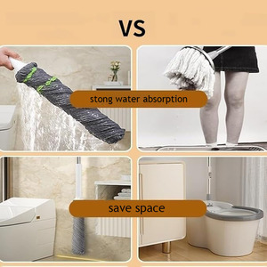 Balai serpillère auto-essoreur mains libres en microfibre à tête ronde, haute capacité de déshydratation, facile à utiliser pour le nettoyage des sols secs et humides - Product Image 5