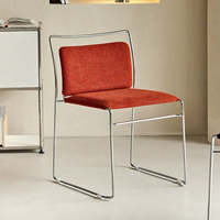 Chaise de salle à manger vintage style Bauhaus avec cadre en métal chromé et dossier rembourré en tissu maillé pour les bureaux à domicile et les cafés