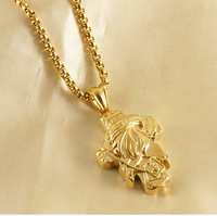 Kalung Hip-Hop baja tahan karat pria, Kalung hiphop baja Titanium gaya Eropa dan Amerika 18K mendominasi