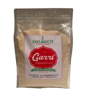 Özel logo afrika gıda nijeryalı beyaz Garri Ijebu düz tabanlı şeffaf ambalaj fermuarlı çanta