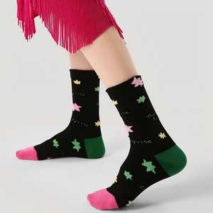 Calcetines <span class=keywords><strong>de</strong></span> Moda con Diseño <span class=keywords><strong>de</strong></span> Estrellas, Bordado Suave, Tejido con Bloques <span class=keywords><strong>de</strong></span> Color, Comodidad Durante Todo el Día, Calcetines <span class=keywords><strong>de</strong></span> Estilo Urbano para Mujeres y Niñas - Product Image 2