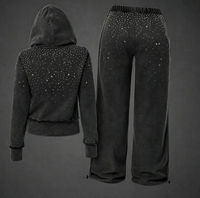 Sweat-shirts à capuche zippés personnalisés avec logo en strass pour femmes, streetwear de haute qualité, hiver, Y2K, coton molletonné, coupe slim
