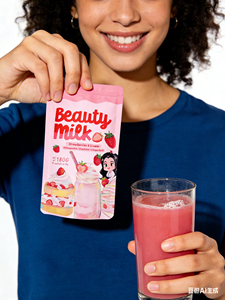 Nouvelle Boisson Santé 2026 Faible en Sucre Saveur Crème de Fraise, Poudre de Lait Beauté, Collagène, Ashwagandha, Glutathion, Complexe pour Soins de la Peau - Product Image 4
