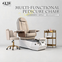 Fauteuil de pédicure personnalisé tout-en-un pour salon de manucure, avec spa pour les pieds, jets de massage, fonction pétrissante et éclairage