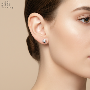 Pendientes de Copo de Nieve Elegantes y de Calidad Excepcional, Joyería de Oro Blanco de 18K con Diamantes Naturales Reales, Hechos a Mano, Brillantes - Product Image 1