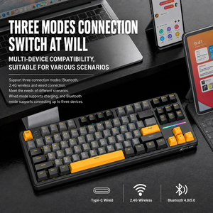 Clavier mécanique sans fil pour jeux Attack <span class=keywords><strong>Shark</strong></span> X87 TKL, prix d'usine, Gasket, RGB, touches PBT avec impression latérale pour les joueurs - Product Image 4