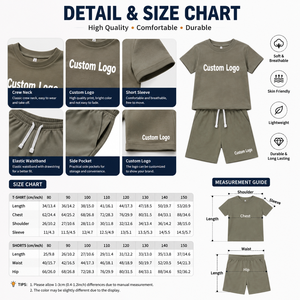 Set <span class=keywords><strong>di</strong></span> Abbigliamento Estivo per <span class=keywords><strong>Ragazzi</strong></span> in Cotone con Logo Personalizzato, T-Shirt Oversize e Pantaloncini, 2 Pezzi per Sport all'Aperto, Scuola e <span class=keywords><strong>Vita</strong></span> Quotidiana - Product Image 3