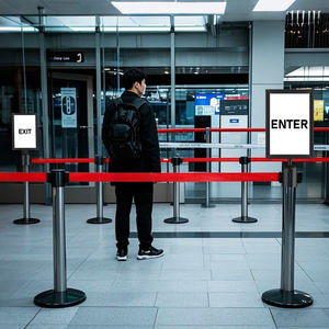 حامل لافتات جديد لعام 2026 من الفولاذ المقاوم للصدأ الأسود، إطار لافتات A4، عمود تنظيم الطوابير مع إعلانات - Product Image 5