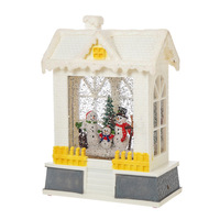 Boîte à musique de Noël en forme de maison, petite veilleuse scintillante, scène de neige, lanterne en plastique, décoration de Noël en dessin animé, cadeau de Noël