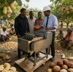 Machine à décortiquer les noix de cajou à 4 lames, 80-100 kg/h, haute efficacité, durable et stable pour les lignes de traitement de noix de cajou industrielles et agricoles HJ-YG40 - Product Image 2