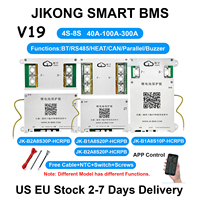 JK BMS V19 Smart BMS 4S~8S BT RS485 HEAT CAN 0.4~2A Corriente 40A-300A Balanceador Activo Li-ion LiFePo4 LTO Batería con Certificación CE/FCC