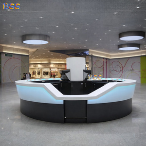 Mostrador Redondo <span class=keywords><strong>de</strong></span> Corian, Mostrador Moderno con Iluminación LED para Centro Comercial, Quiosco <span class=keywords><strong>de</strong></span> Café - Product Image 6
