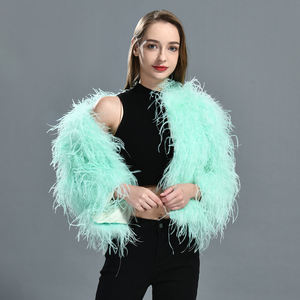 Veste en vraie fourrure de plumes pour filles, manteau en plumes d'autruche véritable, sexy et doux, pour femmes, de luxe, d'hiver, personnalisé de haute qualité, en gros - Product Image 6