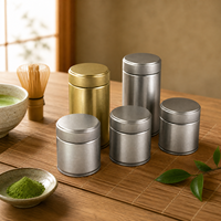 Boîte en métal ronde en gros pour usine, 30g, pour poudre de matcha, étiquette privée, qualité alimentaire, hermétique, argent, noir, rose