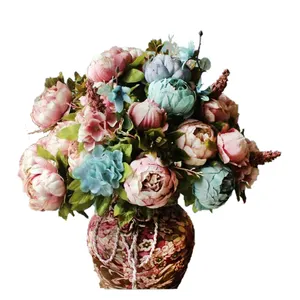 Букет пионов в европейском стиле, свадебный букет из искусственных пионов, Шелковый цветочный букет для украшения свадебного стола