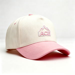 Gorra de Béisbol Estructurada de 5 Paneles para Mujer, Bicolor Rosa Crema, Visera Curva, Parche Bordado 3D en Relieve, Parte Trasera Sólida de Sarga de Algodón - Product Image 2