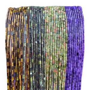 Perles entretoises tubulaires rondes en pierre naturelle brute 2x4 pour la fabrication <span class=keywords><strong>de</strong></span> bijoux (bracelets, colliers) - Semi-finies, vente en gros - Product Image 1