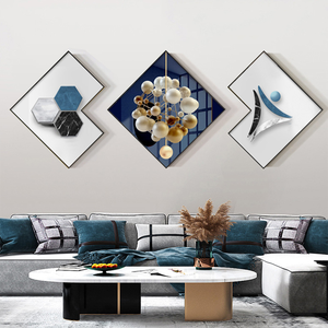 Pintura de decoración del hogar abstracta de lujo personalizada, Tríptico de forma especial, marco de arte de pared, decoración de pared, pintura de porcelana de cristal grande - Product Image 1