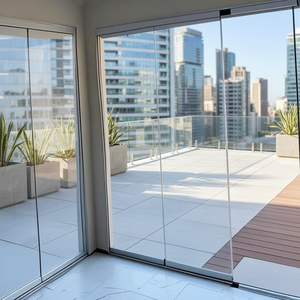 Système de porte accordéon en verre moderne pour extérieur avec panneaux en verre trempé pour cloisons et patios - Product Image 5