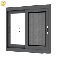Ventana Corredera Horizontal Moderna con Marco de Aleación de Aluminio y Mosquitera Integrada de Acero Inoxidable para Baño y Cocina