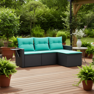 Ensemble de canapés de jardin en rotin 3 places avec coussins, mobilier d'extérieur pour terrasse, balcon - Product Image 2