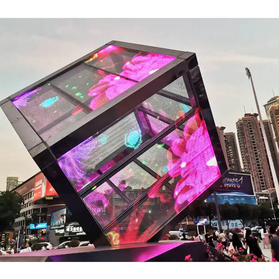 شاشة جدارية ثلاثية الأبعاد 3D بإضاءة LED شفافة للدعاية الخارجية شاشة بإضاءة LED شفافة لمتاجر التجزئة