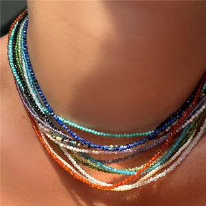Collier ras du cou minimaliste en pierre naturelle de <span class=keywords><strong>cristal</strong></span> de guérison 3mm pour femme - Product Image 4
