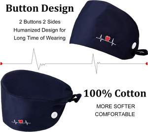Gorros de Enfermera para Mujer, Gorros de Trabajo con Botón y Banda Absorbente de Sudor, Gorros Quirúrgicos Elásticos Ajustables para Uniforme de Dentista - Product Image 4