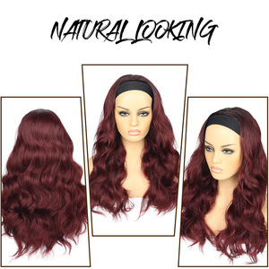Perruque en promotion pour femmes africaines, longue et bouclée, grandes ondulations, marron et blonde, avec bandeau, 260g, stock usine - Product Image 5