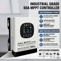 Contrôleur MPPT intelligent 3 étapes 60A/384V avec écran LCD HD, paramètres réglables, onde sinusoïdale pure pour éclairage solaire de rue et camping-car