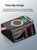 Chargeur USB X9 6 ports 100W avec écran couleur, charge sans fil 10W pour iPhone/iPad/téléphone portable/ordinateurs portables