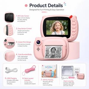 Kinderen Cadeau 1080P 48M Mini Instant Print <span class=keywords><strong>Camera</strong></span> Instant <span class=keywords><strong>Camera</strong></span> Print Zwart-wit Papier Kinderen Oplaadbare Digitale <span class=keywords><strong>Camera</strong></span> - Product Image 2