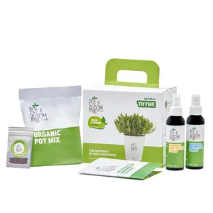 Herbs Garden Growing Kit Thyme Pot & Sprays & Pot Mix Garden Tools Organic Thyme Plant Return Gift for Birthdays