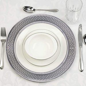 13 Inch Plastic Charger <strong>Plates</strong> Dinnerware Service <strong>Plate</strong> for Party Dinner Wedding (<strong>Silver</strong>) - Product Image 4