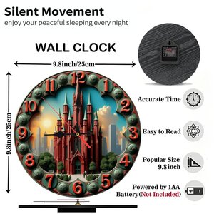 Round Wooden Wall <b>Clock</b> 25x25Cm Thick Frame Quiet Non Ticking Home Living Room Decor - Product Image 3