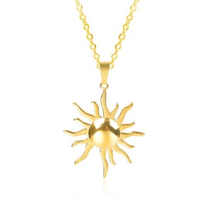 Collana Unisex con Pendente a Forma di Sole in Acciaio Inossidabile 304, Catena a Maglie con Fiamma Celeste in Oro e Argento - Product Image 2