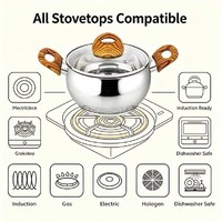 Ensemble de casseroles en acier inoxydable de style américain haut de gamme, écologiques, compatibles induction et gaz, avec couvercles en verre, lavables au lave-vaisselle