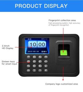 Máquina de asistencia de contraseña de huella dactilar biométrica inteligente, grabadora de tiempo USB para empleados, sistema de asistencia de tiempo de huella dactilar de 5V CC - Product Image 2