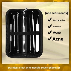 Rose Milare OEM/ODM Usine de fabrication sur mesure Aiguille anti-acné en acier inoxydable, kit de 7 pièces à double tête pour traitement du visage et points noirs - Product Image 3