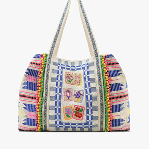 <span class=keywords><strong>Borsa</strong></span> a Spalla Personalizzata da Donna con Due Manici, Ampio Scomparto, <span class=keywords><strong>Motivi</strong></span> Artigianali Ispirati al Mahjong e Tela - Product Image 1