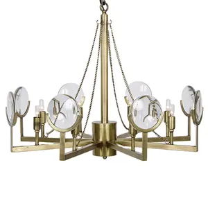 Modern Simple Design Droplights Pendant Lights Hotel Lobby Living Room Glass Brass Chain Chandelier