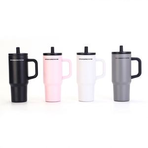 Car Cup <b>Holder</b> <b>Mug</b> 710ml Stainless Steel Vacuum Travel Tumbler with Handle Lid and Straw - Product Image 1