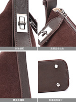 Individuelles Logo Retro Minimalistische Wildleder Rindsleder Slouchy Hobo Tasche Damen Luxus Echtes Leder Schulterhandtasche mit Drehverschluss