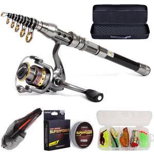 Nouvelle canne à pêche avec moulinet, <span class=keywords><strong>filet</strong></span> <span class=keywords><strong>de</strong></span> pêche, boîte portable en EVA, ensemble <span class=keywords><strong>de</strong></span> pêche à la traîne, ligne, leurres, hameçons - Product Image 1