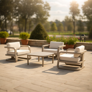 Canapé d'extérieur en teck massif naturel, assise profonde, mobilier <span class=keywords><strong>de</strong></span> jardin en bois, villa contemporaine, terrasse, <span class=keywords><strong>salon</strong></span> au bord <span class=keywords><strong>de</strong></span> la piscine - Product Image 1