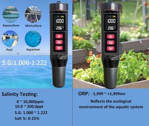 Refractómetro Digital de Salinidad, Medidor de Sal para Acuarios, Monitor de pH, EC, TES, ORP, Temperatura, Gravedad Específica, para Piscinas y Agua Marina - Product Image 6