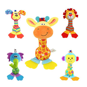 High Quality Soft Stuffed Baby Plush Animal Rattle Lovely Cartoon Baby Rattles Toys With Teether
