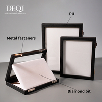 Boîte de rangement pour bijoux DEQI, couleur personnalisée, luxe noir et blanc, pour diamants, pierres précieuses, argent, or, avec fenêtre transparente